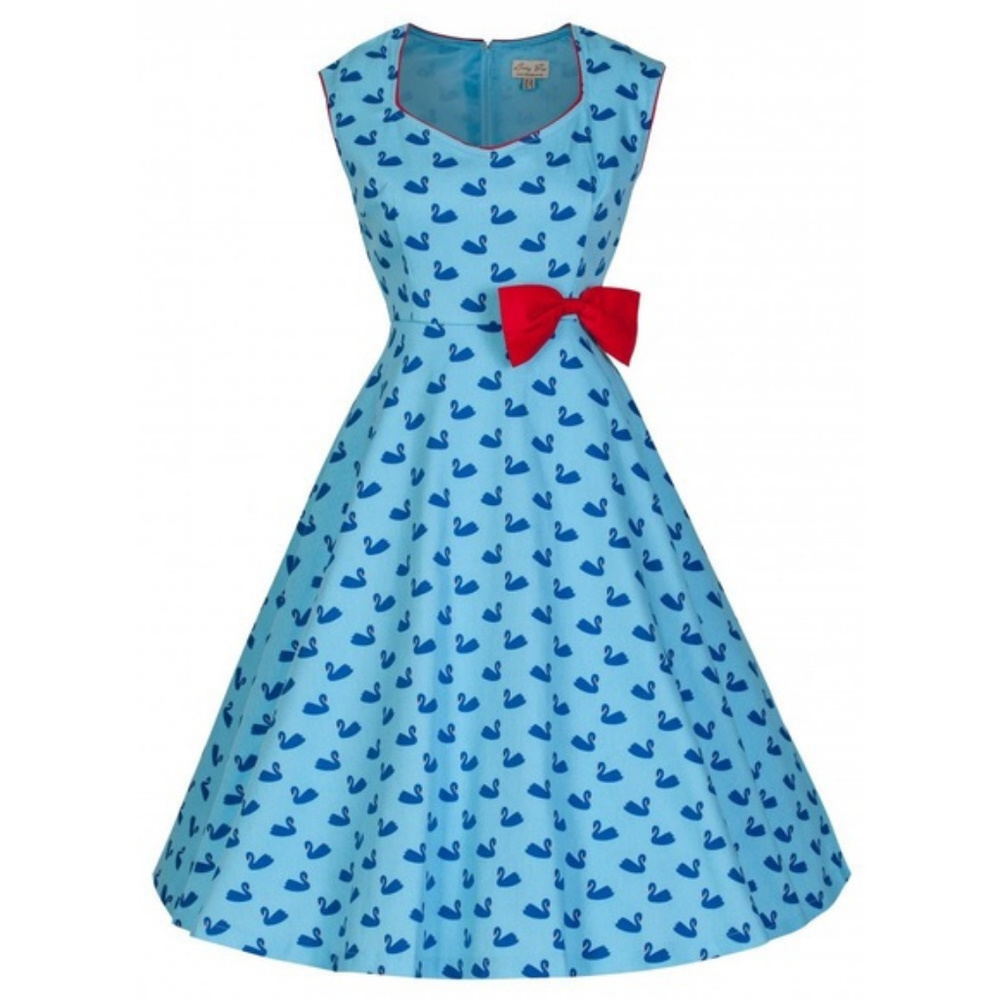 Lindy Bop Blue Swan Pin Up Girl Dress S